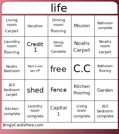 Life Bingo Card