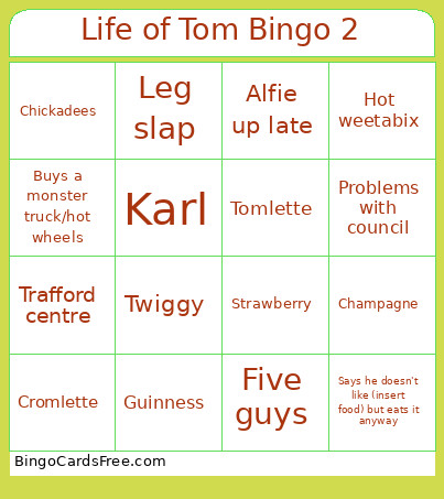 Life Of Tom 2 Bingo Card