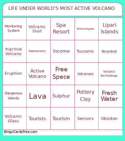 LIFE UNDER WORLD'S MOST ACTIVE VOLCANO Bingo Card