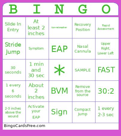 Lifeguard Games Bingo