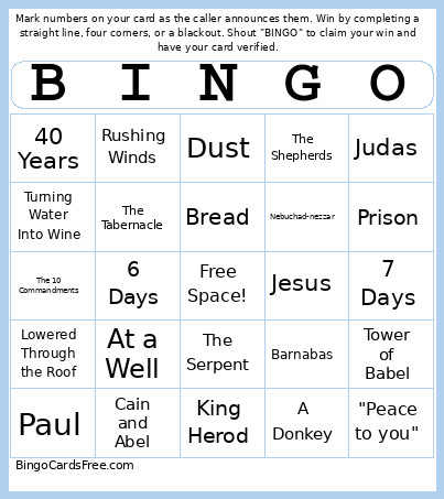 LifeWise 2nd Grade Bingo Card