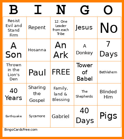 LifeWise 4th Grade Bingo Card