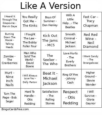 Like A Version Bingo Card