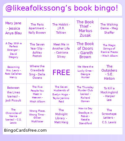 @likeafolkssong’s Book ! Bingo Card