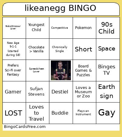 Likeanegg Bingo Card