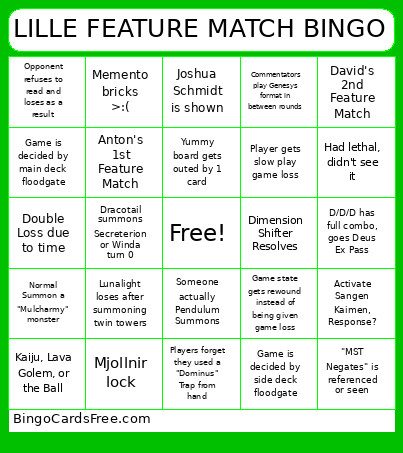 LILLE FEATURE MATCH Bingo Card