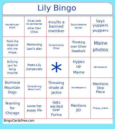 Lily Bingo Card