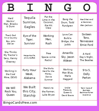 Lime Mine--Hard Working Miners Bingo Card