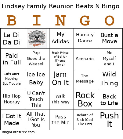 Lindsey Family Beats N Bingo Card