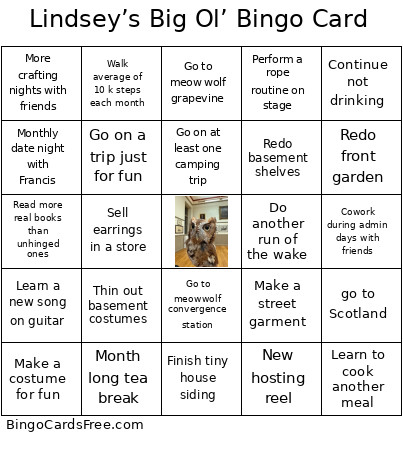 Lindsey’s Big Ol’ Bingo Card