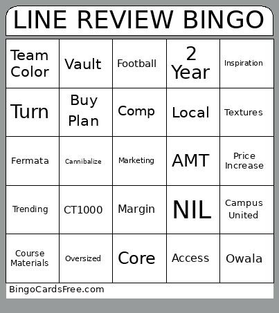 LINE REVIEW Bingo Card