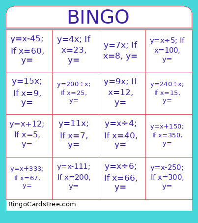 Linear 4 X 4 Bingo Card
