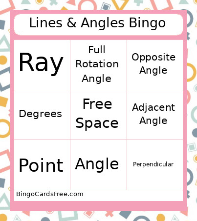 Lines & Angles Bingo Card