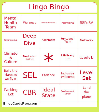 Lingo Bingo Card