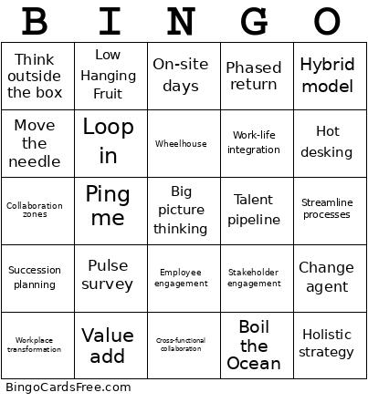 Lingo Bingo Card