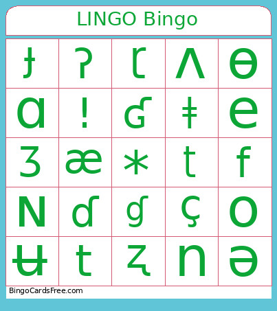 LINGO Bingo Card