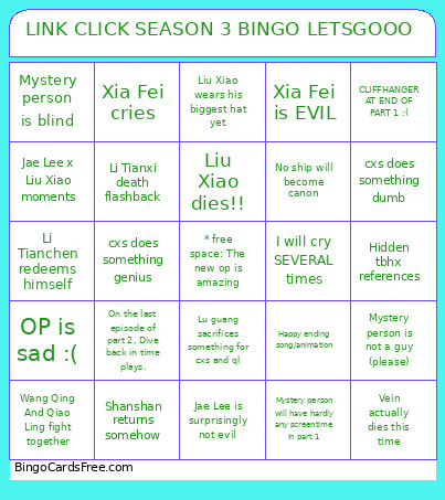 LINK CLICK SEASON 3 LETSGOOO Bingo Card