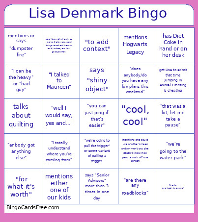 Lisa Denmark Bingo Card
