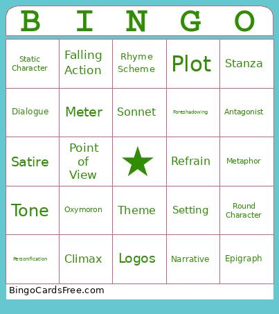 Literary Device Bingo Card