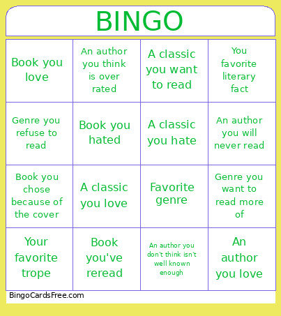 Literary Experience Bingo Card