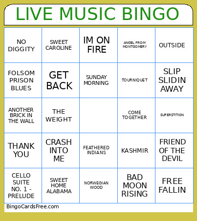 LIVE MUSIC Bingo Card