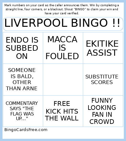 LIVERPOOL !! Bingo Card