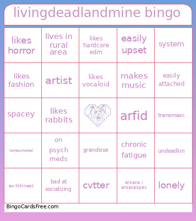 Livingdeadlandmine Bingo Card