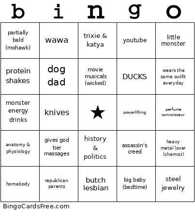 Liv's Bingo Card