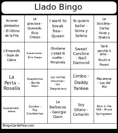 Llado Bingo Card