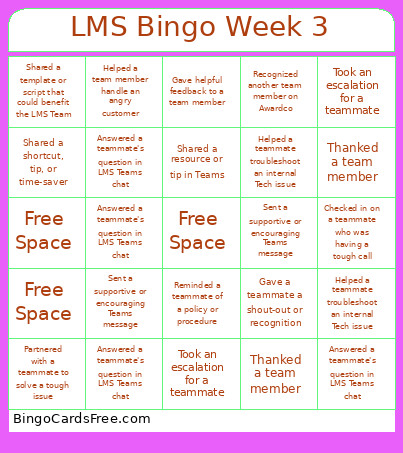 LMS Week 3 Bingo Card