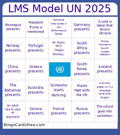 LMS Model UN 2025 Bingo Card