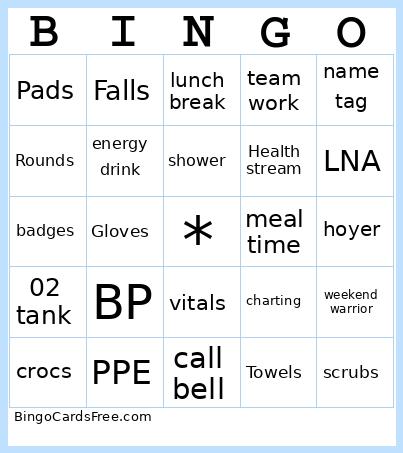 Lna Bingo Card