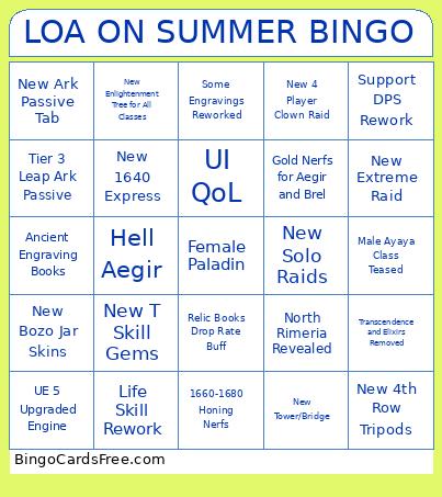 LOA ON SUMMER BINGO