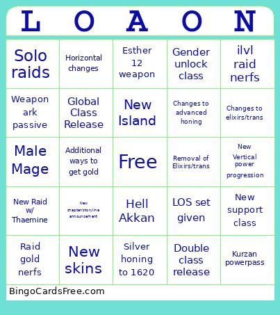 LOAon Bingo Card