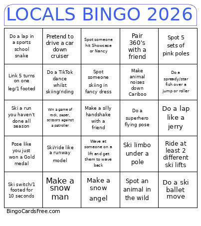 LOCALS 2026 Bingo Card