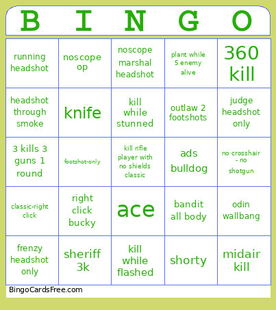 Lockout Bingo Card