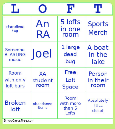 Loft For Uwm Bingo Card