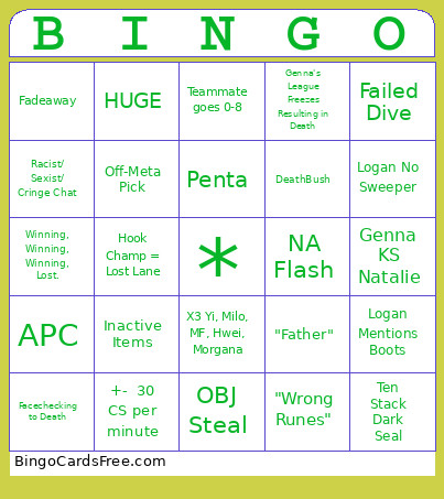 LOL Bingo Card