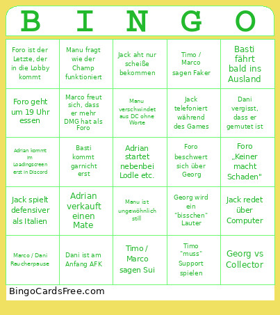 Lol By Fischis Bingo Card
