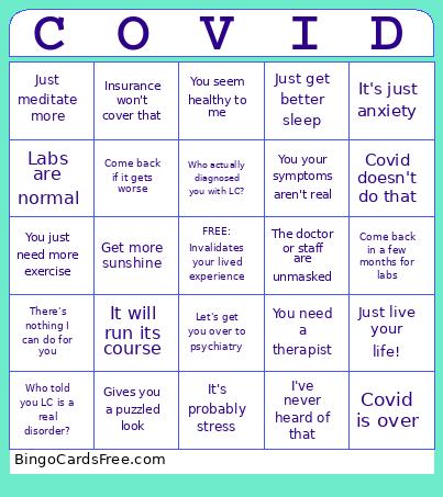 Long Covid Doctor's Visit Bingo Card