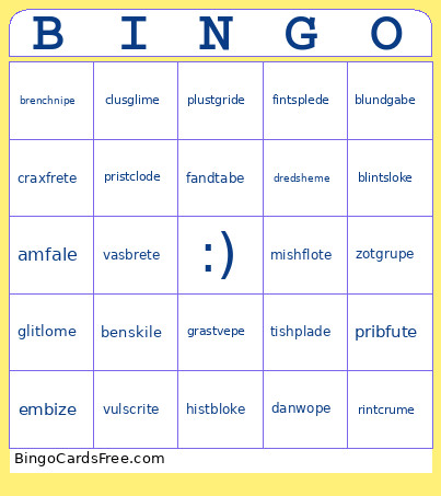 Long Vowell Silent-e Syllables Bingo Card