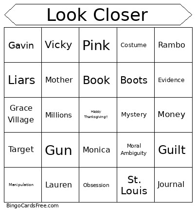 Look Closer Bingo Card