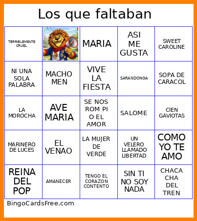 Los Que Faltaban Bingo Card