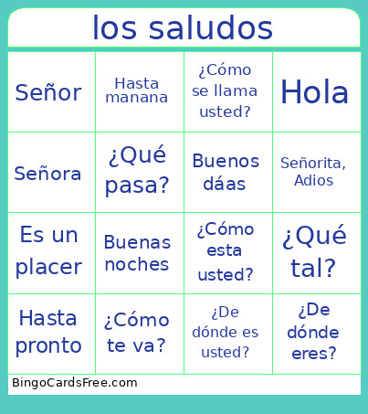 Los Saludos Bingo Card