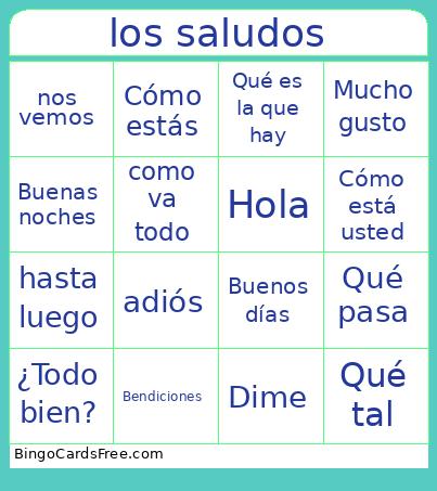 Los Saludos Bingo Card