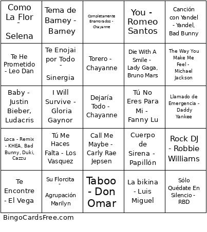 Lotalota Bingo Card