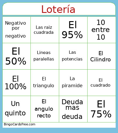 Lotería Bingo Card