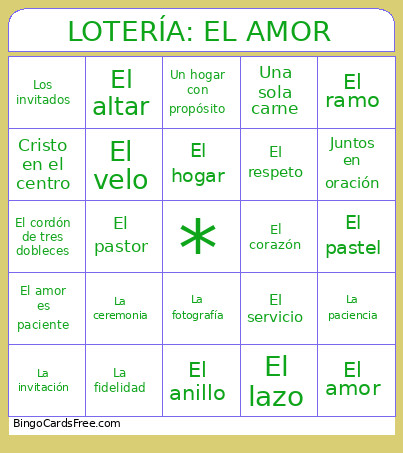 LOTERÍA: EL AMOR Bingo Card