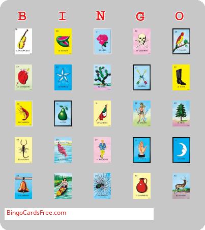 Loteria Bingo Cards Free Pdf Printable Game, Title: BINGO