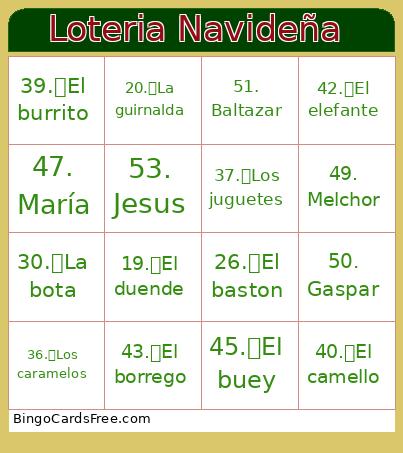 Loteria Navideña Bingo Card